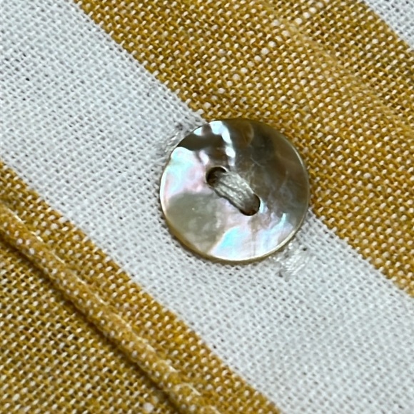 MOLLY BRACKEN Mustard/White Stripe Cottage/Career/City Long Puff SLV Blouse L - Picture 8 of 15